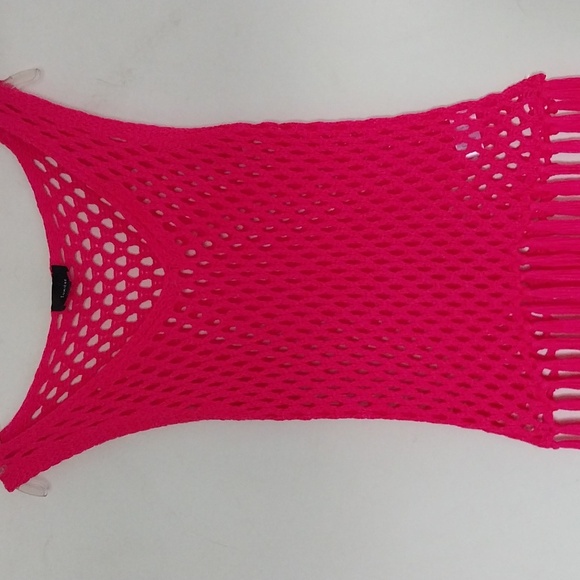 Lumiere Hippie Vest Fringe Top Crocheted Pink  Size Large - Picture 4 of 13